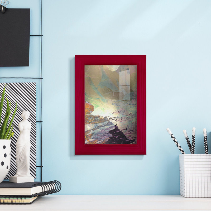 Paysage de Monet, impression encadrée sur papier, Rouge, H 6 po x l 4 po x P 1 po