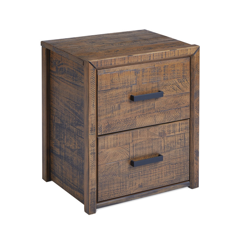 Table de chevet en bois massif Upson, Brun provincial