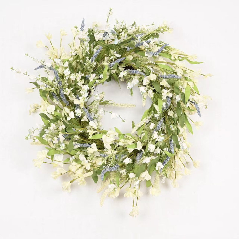 Couronne florale 22 po Forsythia, Vert/bleu