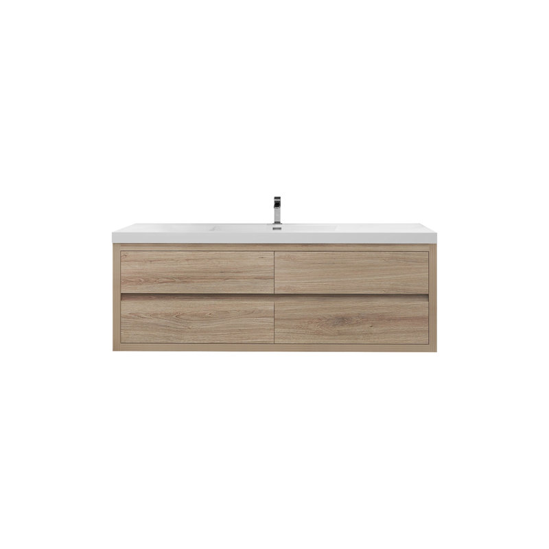 Cresco 59'' Single Bathroom Vanity with Acrylic Top, White Oak