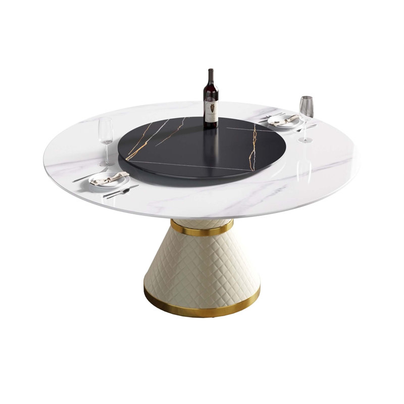 Marther rond 59,05 po, Blanc/Noir, Blanc