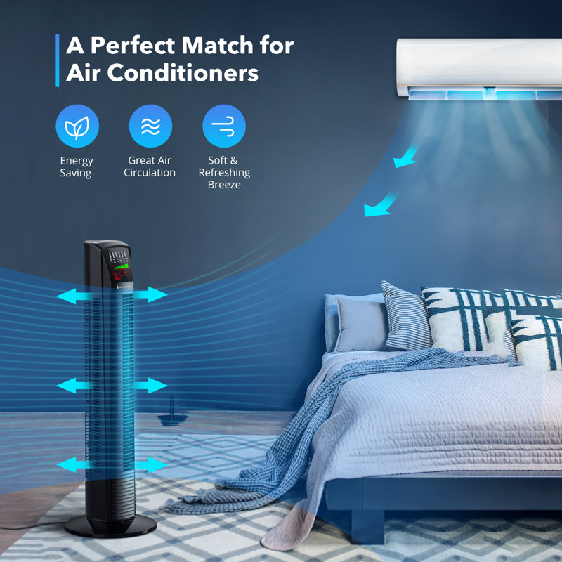 Ventilateur oscillant sur pied 35 po avec télécommande