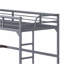 Lit mezzanine simple en métal avec bureau, échelle et garde-corps, bureau sous le lit, argent