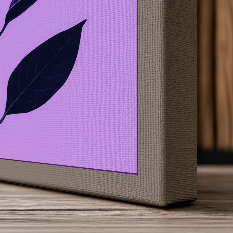Lavender Stem Botanical - Wrapped Canvas, 18x12 - 45.7 x 30.5 cm, Taupe Border