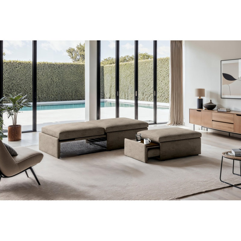 Otto Sleeper Ottoman  - Smoked Birch Top, Gray
