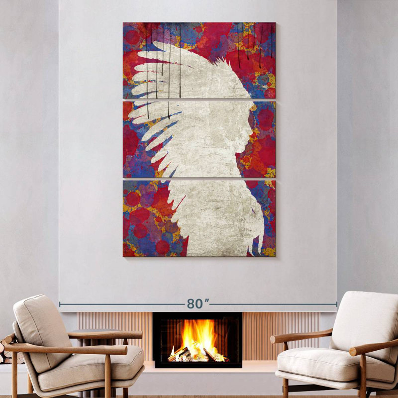 Indien Lelar abstrait, H 74 po x l 48 po