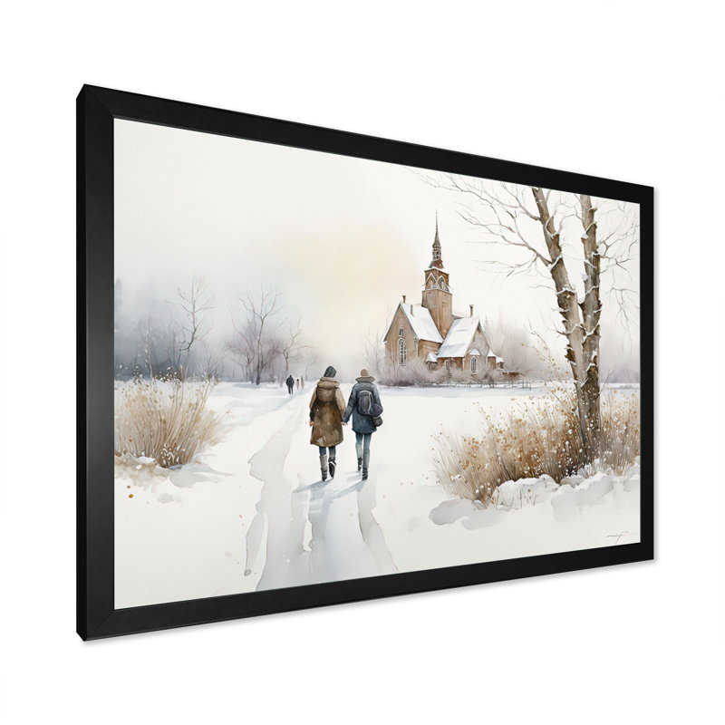 Couple amoureux, art mural sur toile, Cadre noir, H 16 po x l 32 po x P 1 po