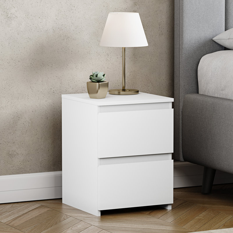 Cunha 29.5cm W Manufactured Wood Bedside Table, White