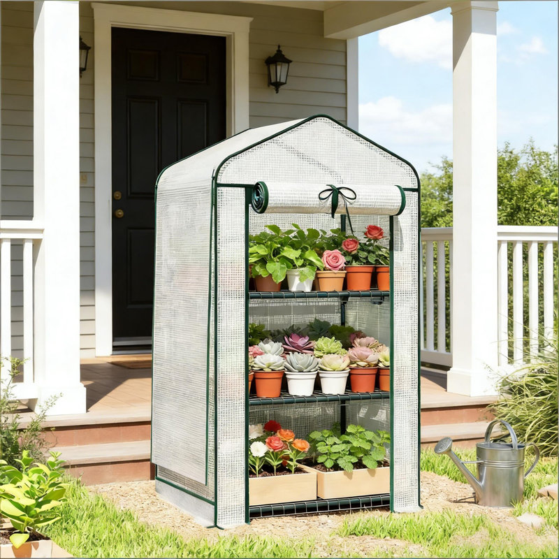 Petite serre portative, mini serre, 50" H x 27.6" W x 19.7" D, White