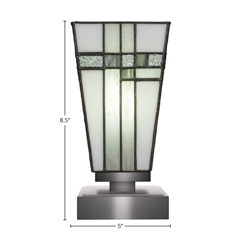 Aneka Accent Lamp With 5" Square New Deco Art Glass, Graphite