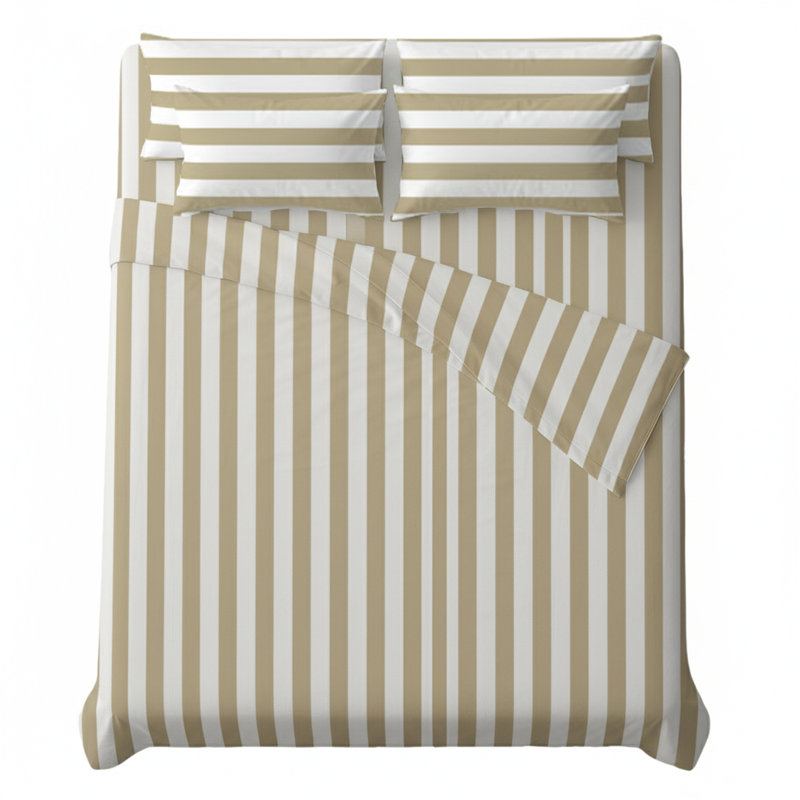 All-Season Microfiber Sheet Set - Soft, Lightweight, And Durable, Gray Striped, King Sheet Set with 4 Pillowcases