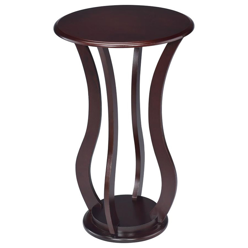 Table d'appoint ronde cerise avec plateau en faux marbre