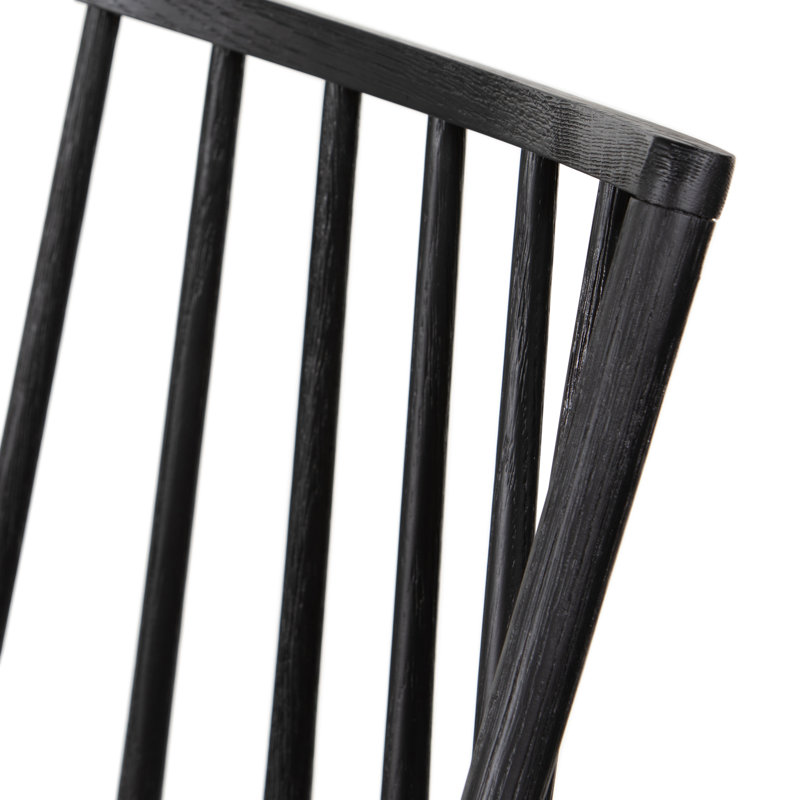 Lewis Windsor Solid Wood Stool, Bar Stool (29" Seat Height), Black Oak, Brown/Sheepskin