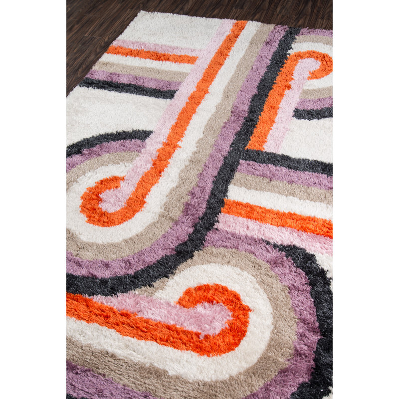 Hand Tufted Geometric Indoor Rug, Rectangle 5' x 7'6"