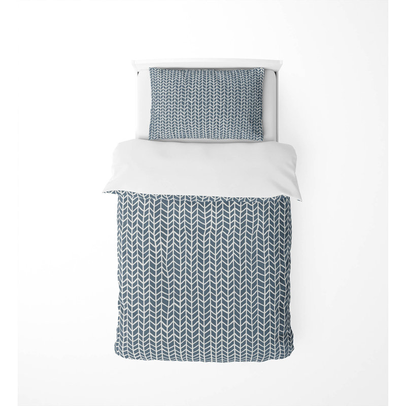 Chevron Feather Comforter Set, Blue