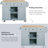 Drop Kitchen Island With Cabinet Door Storage, 5 Rolling Wheels, Blue Grey 3 Drawers, For Practical Dining Room Use-440313708