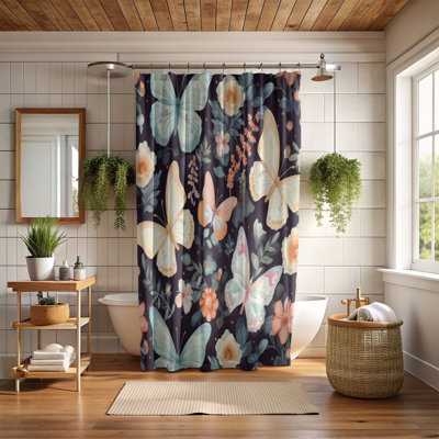 Butterflies & Blooms - 1 Piece Standard Shower Curtain