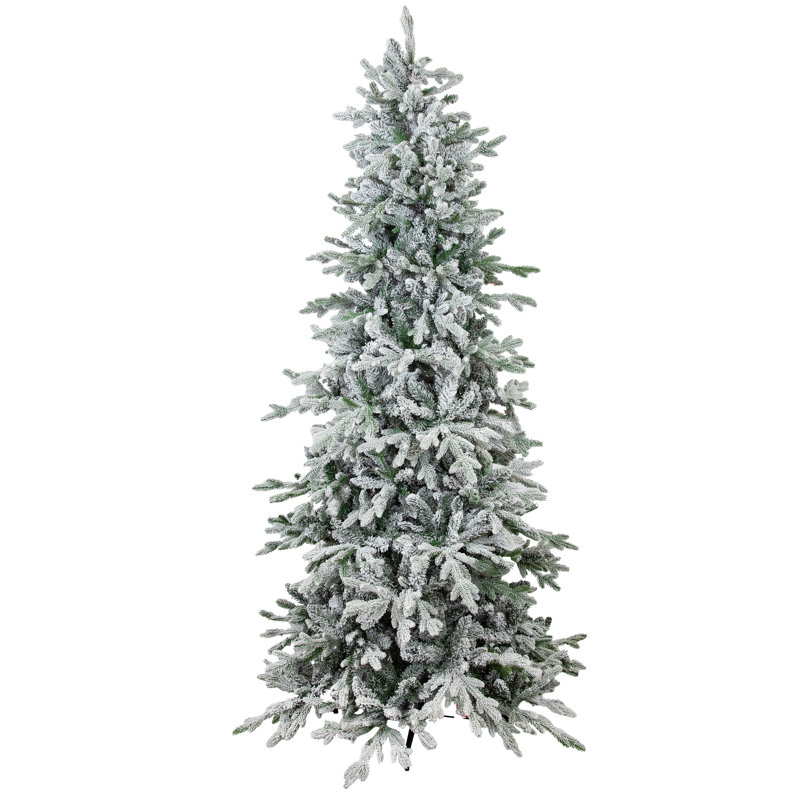 Arbre de Noël artificiel d'intérieur non éclairé enneigé avec support en métal et branches articulées - 7 pi