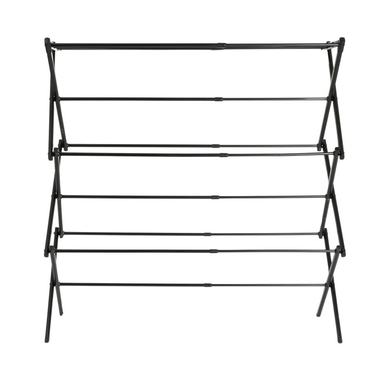 Black Expandable Folding Clothes Drying Rack with Steel Frame