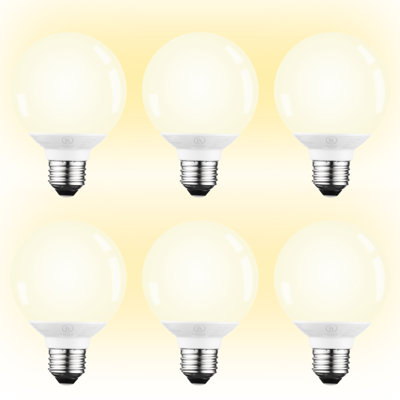 Ampoules DEL G25 5 W (équivalent 40 W), ampoules rondes à intensité variable pour salle de bain, blanc chaud 3000 K, 450 lm, certifiées UL, culot E26