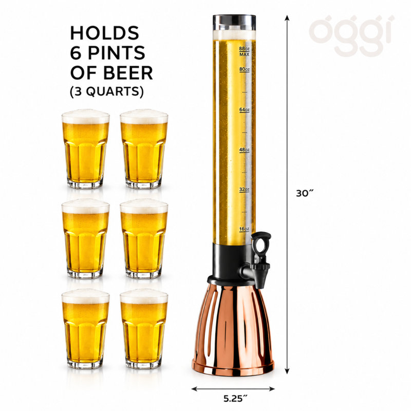 Tour à bière et à boissons Oggi Barware (3 pintes, 6 pintes), Cuivre