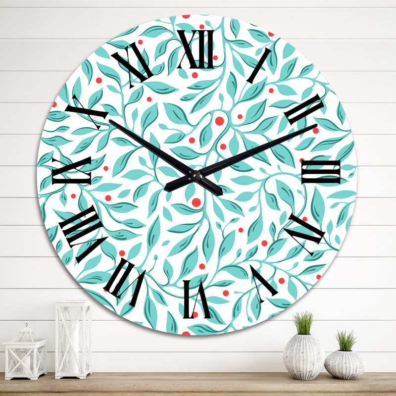 Petites feuilles turquoise sur fond blanc, Grand