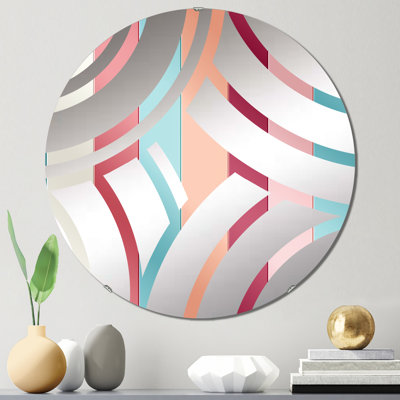 Vibrant rose rayé motif d'harmonie - miroir décoratif centre Wave