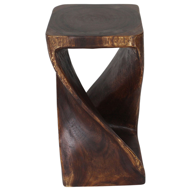 Mocha Oil Acacia Wood Twist Stool 12" x 23"