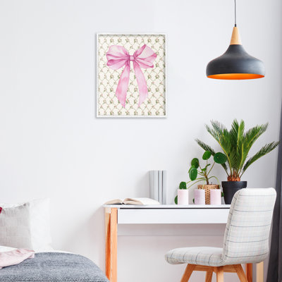 «Pink Bow on Rose Quilt», giclée encadrée par Petal Prints Design
