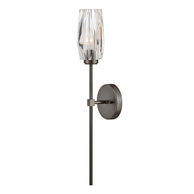 Ana 1-Light Wall Sconce w/ Faceted Heavy-Cut Diamond-Shaped Crystal Shade - Black Oxide