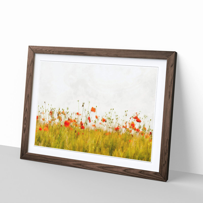 Field of Poppy Flowers - Picture Frame Graphic Art Print, Walnut Framed, 62cm H x 87cm W x 2cm D