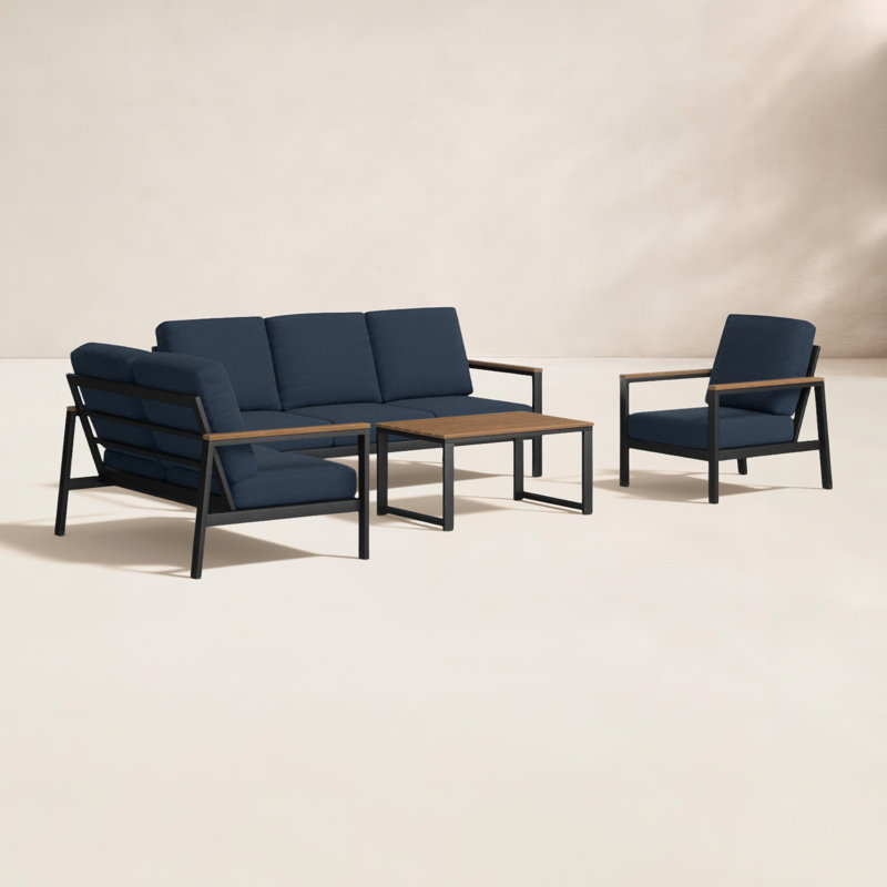 Townsend 6 - Person Patio Conversation Set with Cushions, Canvas Navy Sunbrella® Canvas