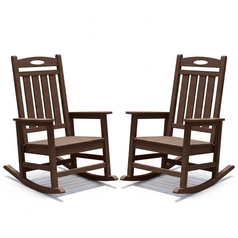 Ensemble de 2 chaises berçantes d'extérieur, Brun