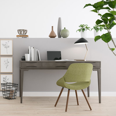 Bureau d'écriture Mid-Century moderne en bois massif 60 po avec 2 tiroirs et plateau à clavier rabattable Harper