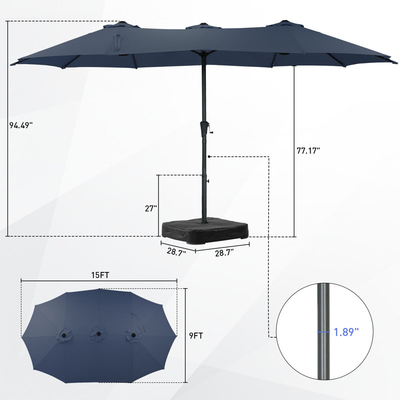 Parasol de marché 15 pi Cahir, Bleu