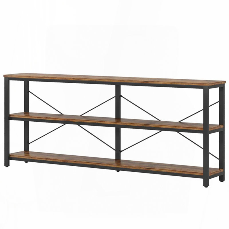 Console Table,Sofa Table, Black,Rustic Brown