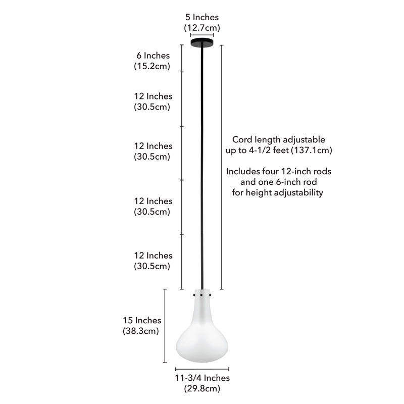 Luminaire suspendu en forme de goutte à 1 lumière Yuri, Bronze noirci