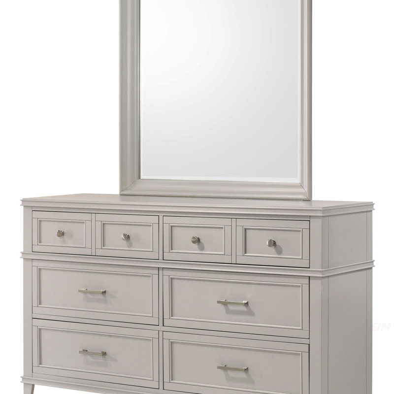 Commode 6 tiroirs grise (miroir non inclus) (commode)