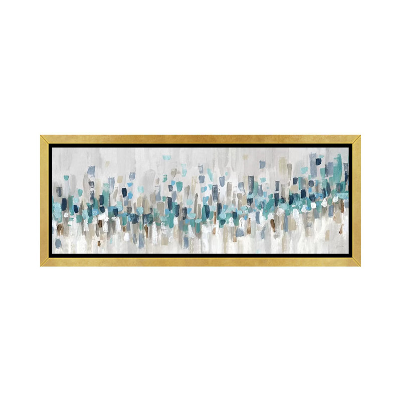 «Blue Staccato» par Inconnu - reproduction d'art, Toile dorée avec cadre flottant, H 24 po x l 72 po x P 1,5 po