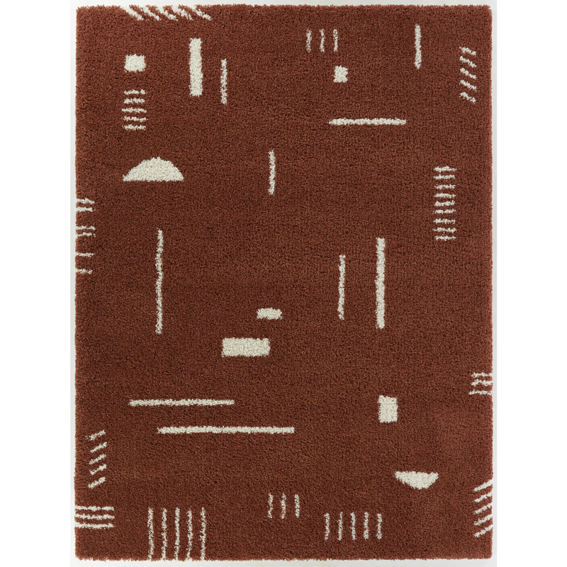 Tapis géométrique à poils longs Morin, Rectangle 6 pi 7 po x 9 pi