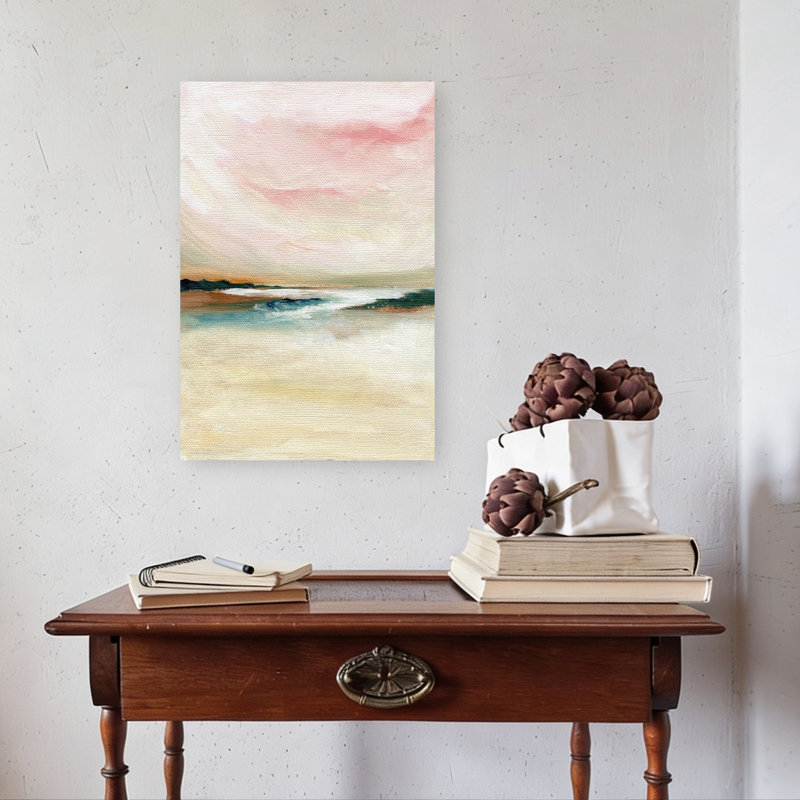 Abstract Pastel Seascape Abstract Dreamy Minimalist Coastal Wall Art Print 1 Piece Wrapped Canvas Wall Art
