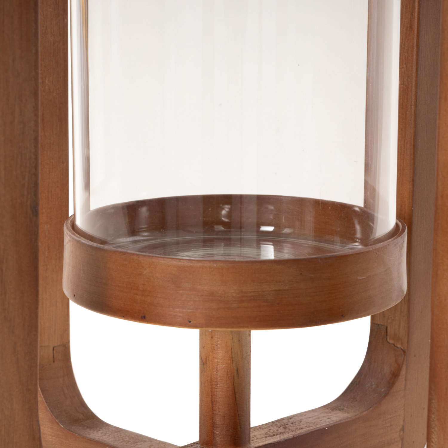 Handcrafted Wood Lantern Candle Holder, Brown, 24" H x 9.5" W x 9.5" D