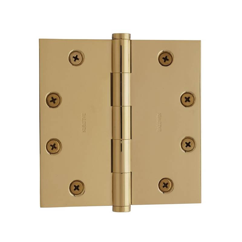4" H x 4" W Ball Bearing Single Door Hinge, No, Vintage Brass
