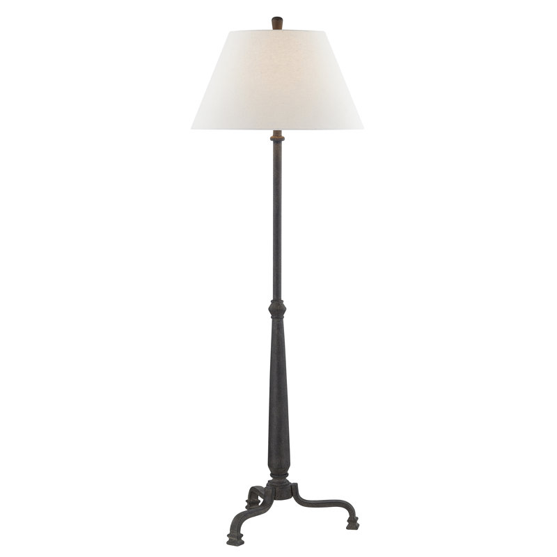 Yokley 61" Floor Lamp with Fabric Shade, Black