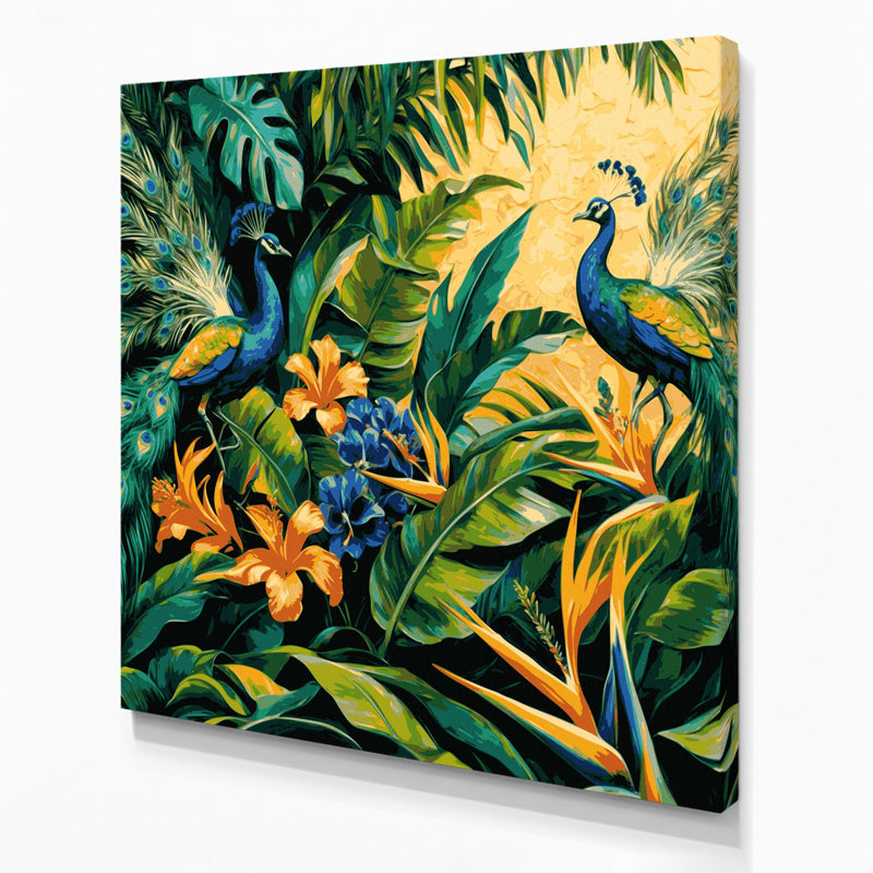 «Hawaiian Paradise Birds», art mural sur toile bleue, H 16 po x l 16 po