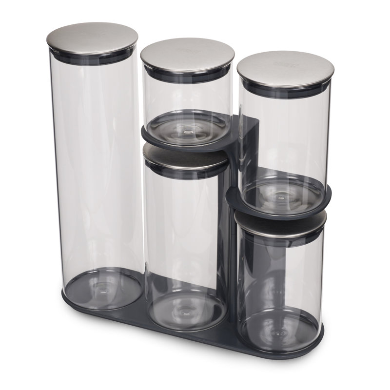 Podium Steel 5-Piece Glass Food Storage Containers
