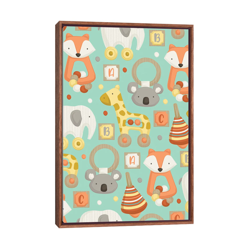 «Playtime» par Dana Saulnier - impression d'art graphique, H 60 po x l 40po x P 1,5 po, Toile avec cadre brun, Pas de tapis