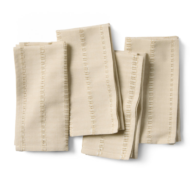 Ensemble de 4 serviettes de table DRAPER en tissu tissé Leno tissé naturel, 19 po x 19 po, Naturel