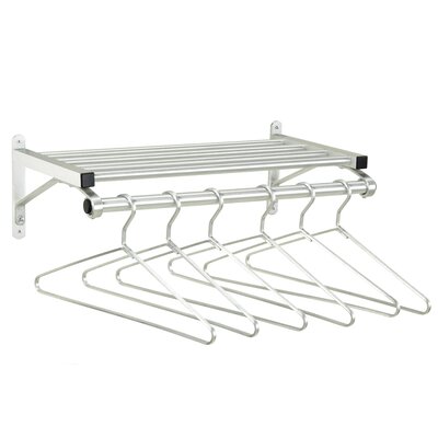 Single Shelf Wall Mounted Modular Coat Rack - Satin Aluminum Finish - 60"" - 20 Aluminum Hangers Included -  Glaro, Inc., 501HSA-60