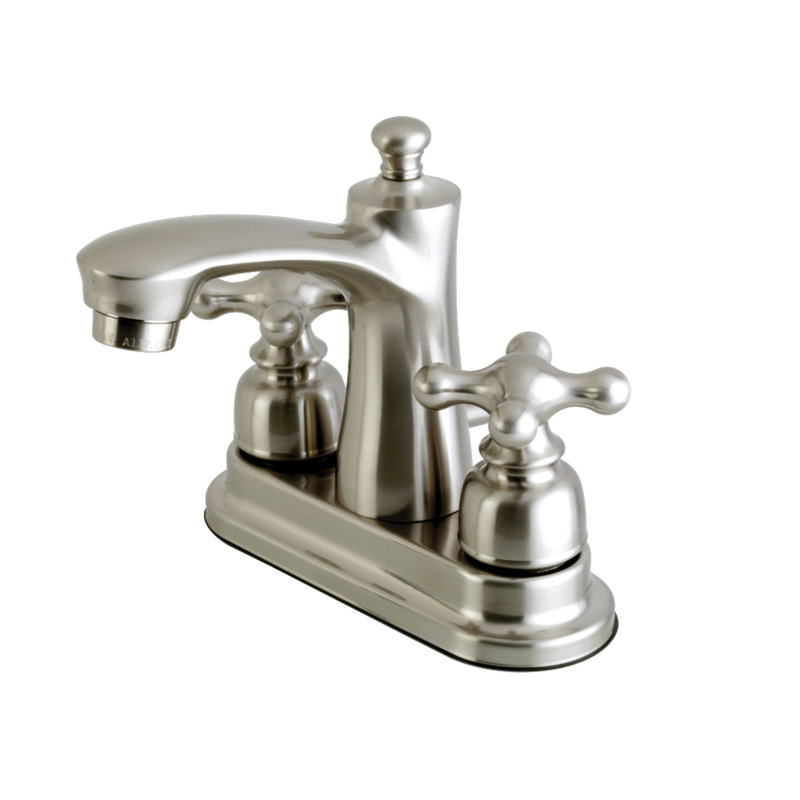 Victorian Centerset Lavatory Faucet with Drain Assembly, Brushed Nickel
